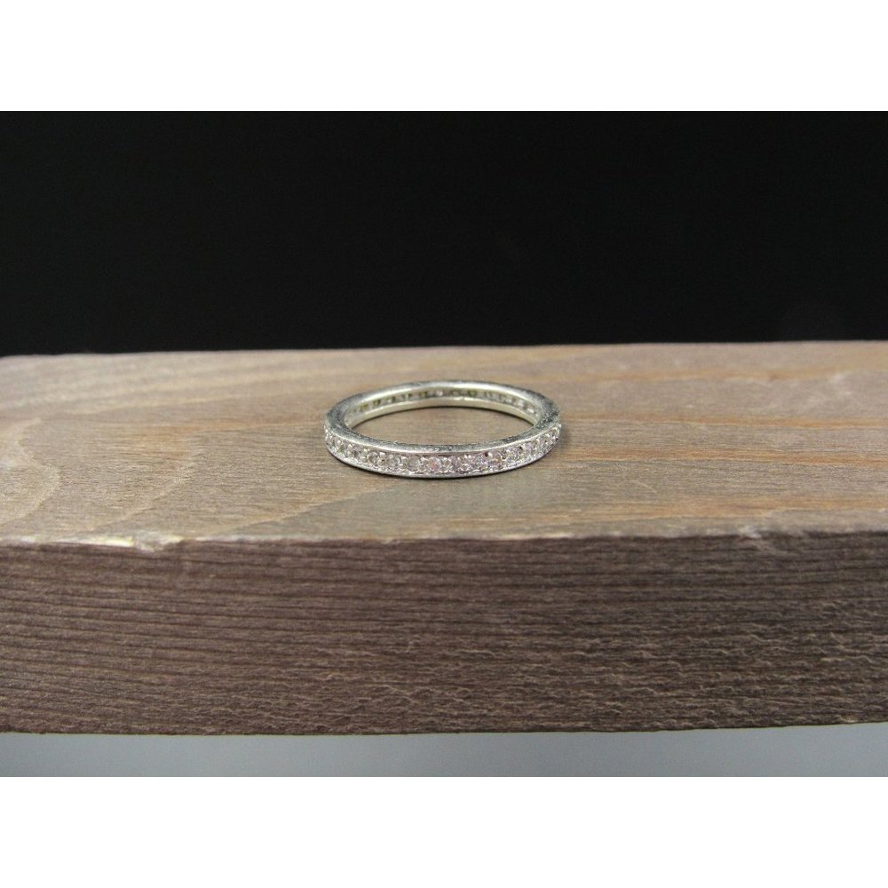 Size 6 Sterling Silver Clear Cubic Zirconia Simple Gem Band Ring